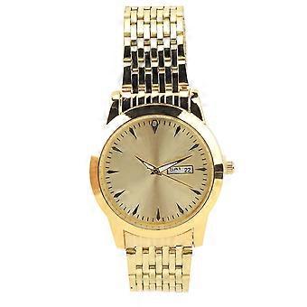 Relógio Masculino de Quartzo Comercial Dual Date Elegante Clássico Quartzo Aço Inoxidável Relógio de Vestido Ouro