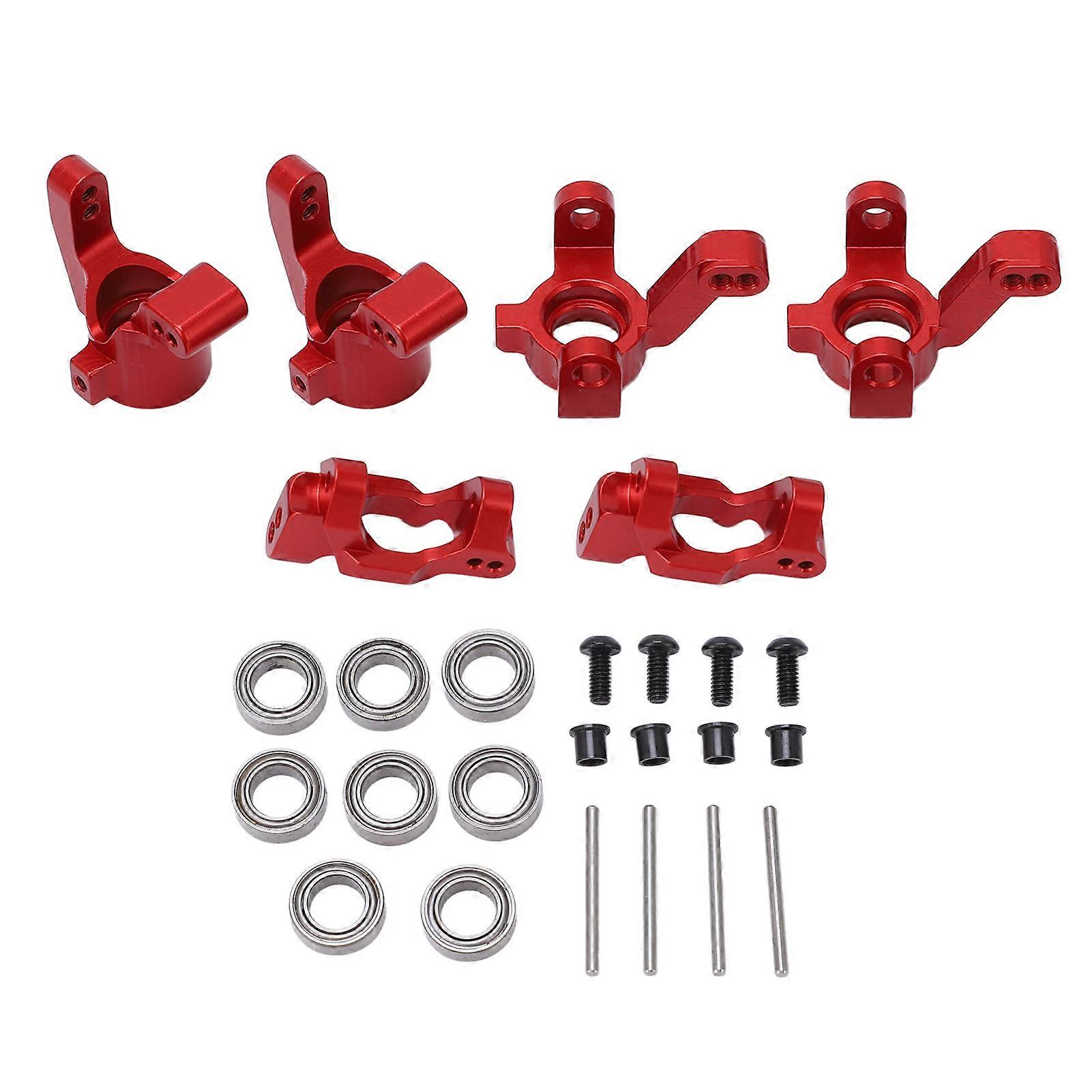 RC Steering Group Assembly Set Aluminum Alloy RC Car Steering Assembly Kit for Traxxas Latrax Teton 1/18 Red