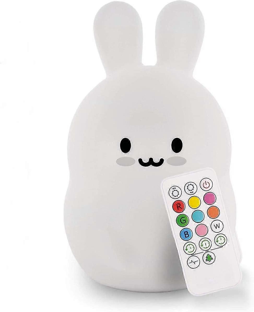 Kids Night Light, Rabbit Led Silicone Bedside Lamp / Nursery Lamp / Rechargeable Night Light - Adjustable Brightness And Color / Time Setting / Touch