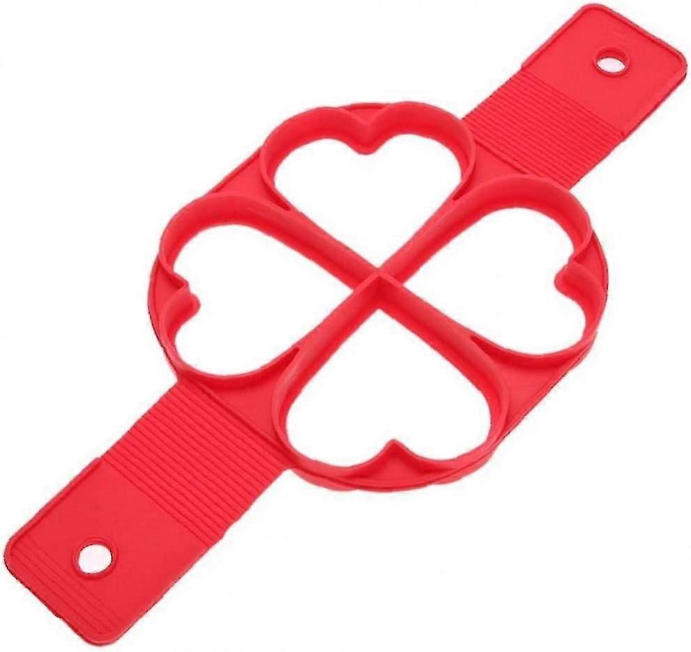 Frying Pancake Moulds Egg Ring Maker 4 Holes Silicone Frying Egg Mold Omelette Kitchen Tools (red1pc)