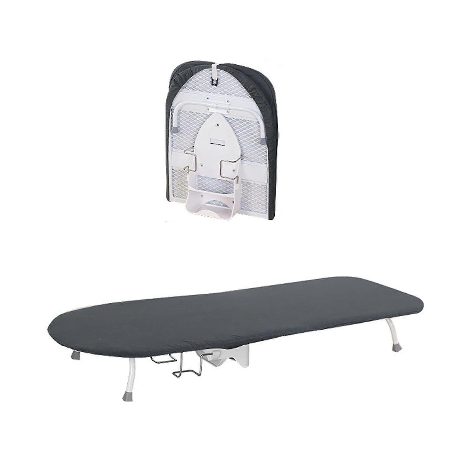 Portable Folding Ironing Board with Iron Holder & Wall Hook - Space-Saving Storage for Laundry Rooms and Dorms