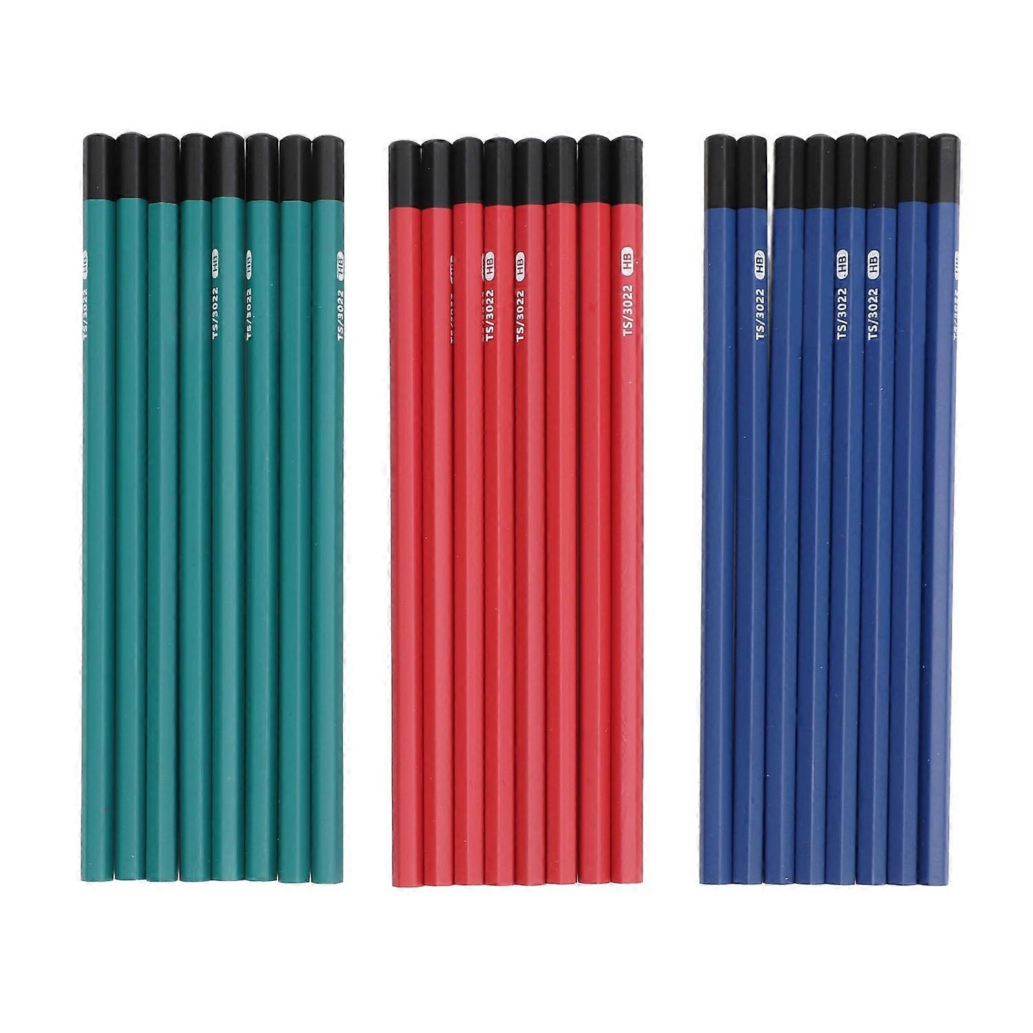 24Pcs Hex Pencil Set Wooden 3 Colors Break Proof Graphite Drawing Pencil for Writing Drafting Sketch