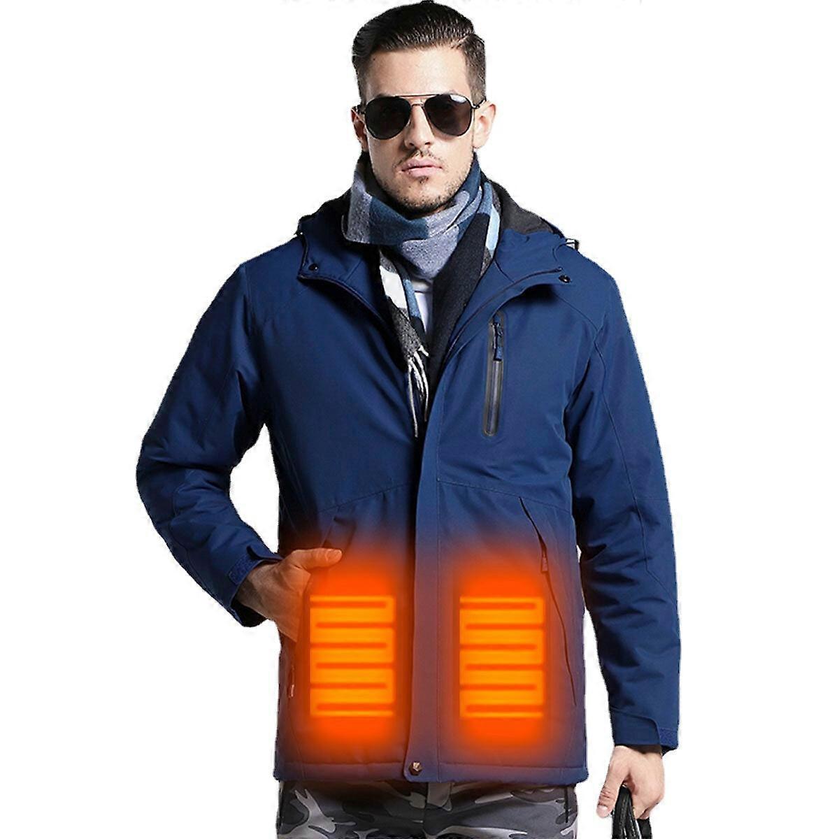 Men Electronic Usb Heated Jacket Intelligent Heating Hooded Work Motorcycle Skiing Riding Coat