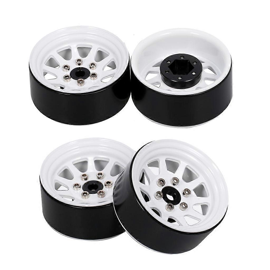 4Pieces Upgrade RC Wheel Rims Wheel Hubs RC Toy Accessories of 1/10 Scaled Hobby RC Off-Road Trxxxa4 SCX10 Crawler Model White