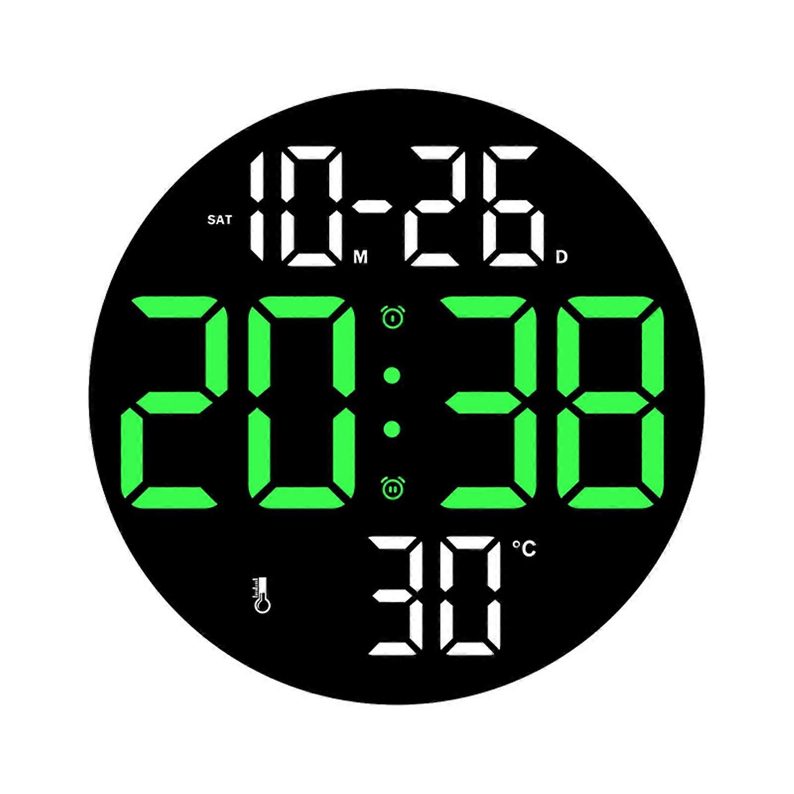 LED Display Time Date Temperature Clock High Brightness LED Screen Clock for Home and Office  Green