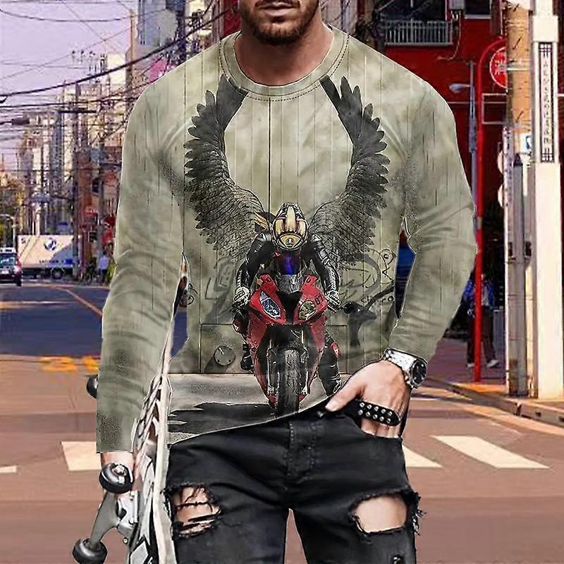 Nowe 3D Camouflage Spots Nadruk Męskie koszulki z długim rękawem Okrągły dekolt Casual Pullover Odzież męska Plus Size