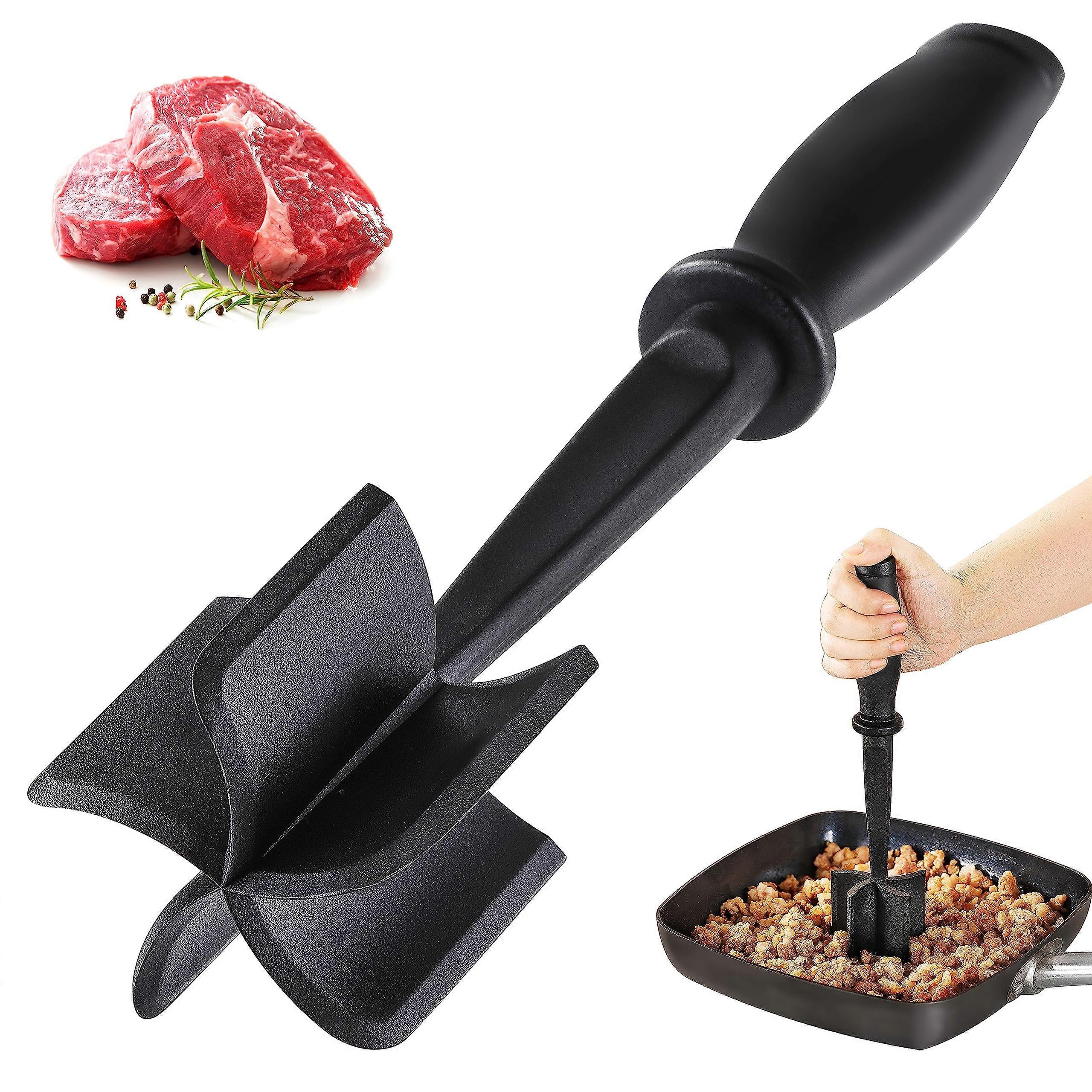 Meat Chopper for Ground Beef, Heat Resistant Meat Masher, 5 Curved Blades, Non Stick Hamburger Chopper, Mix and Chop Tool