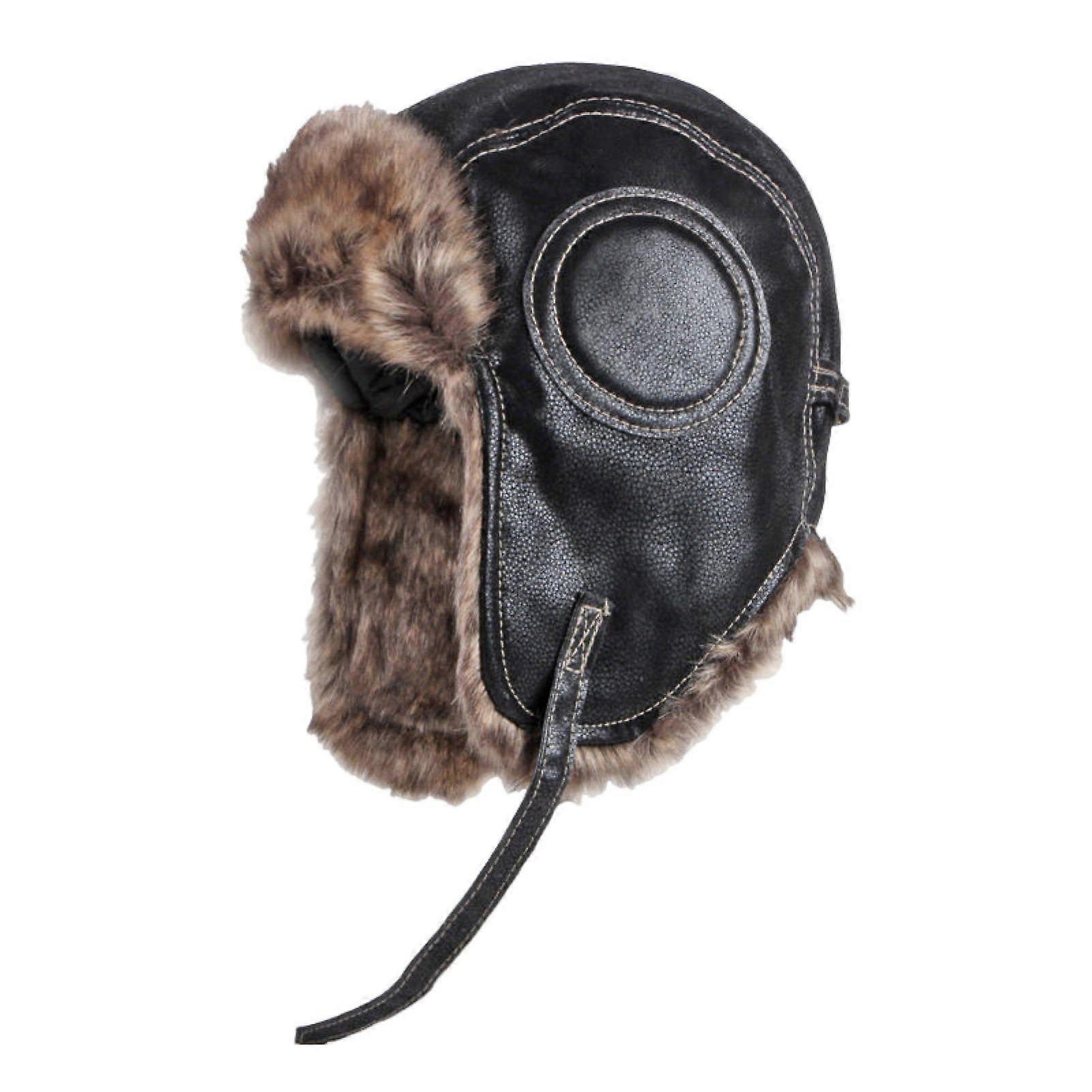 Men Winter Lei Feng Hat Thickened Plush Ear Protection Fuzzy Faux Fur Windoroof Waterproof Heat Retention Outdoor Skiing Skating Snowboarding Hataily 
