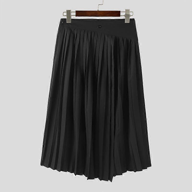 INCERUN Men Women Zipper Split Long Pleated Skirts