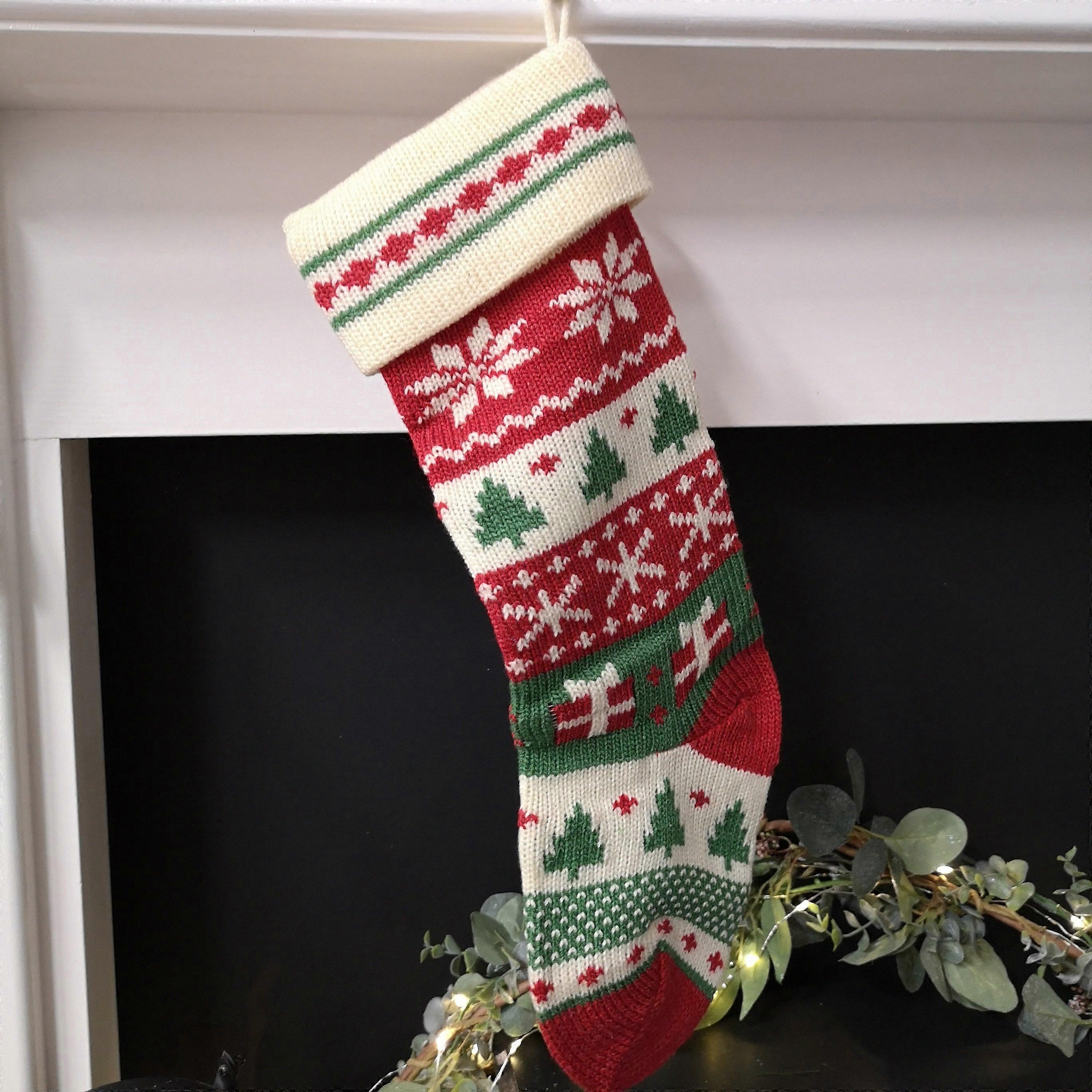 50Cm Knitted Christmas Stocking Decoration Parcels Design