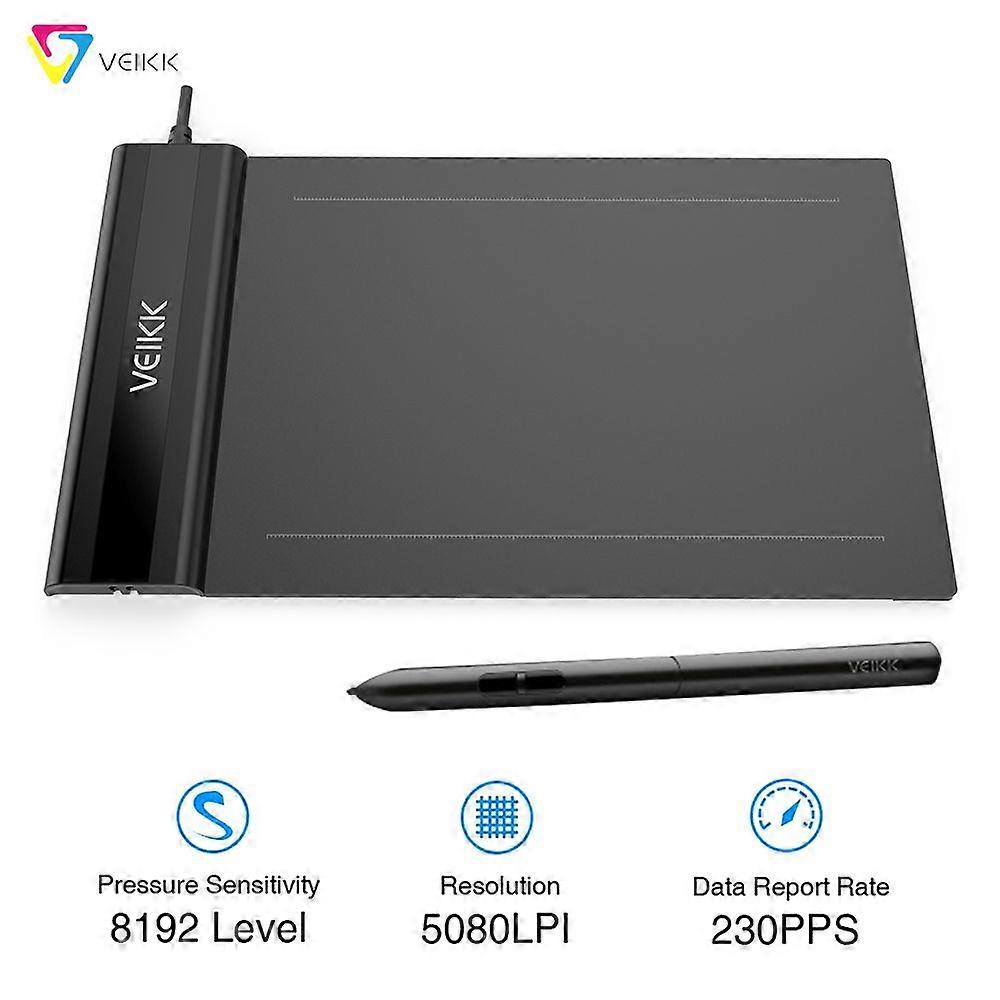 VEIKK S640 Graphics Digital Tablet with Battery-free Pen 8192 Levels Pressure Sensitivity Electronic Drawing Tablet Compatible With Android Windows Ma