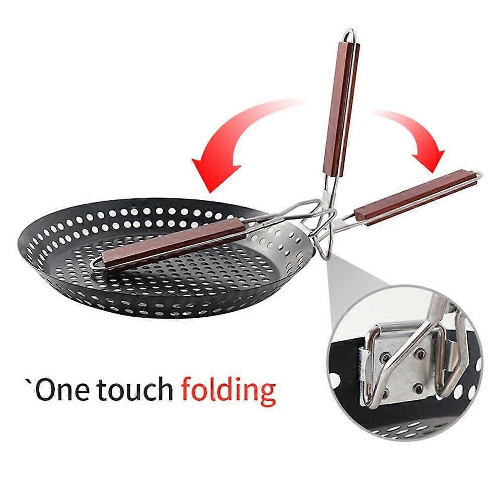 Foldable Handle Grip Grill BBQ Hob Frying Pans Kitchen Tools Baking Mold Tray Home Kitchen Accessories Multifunctional Frying Pan