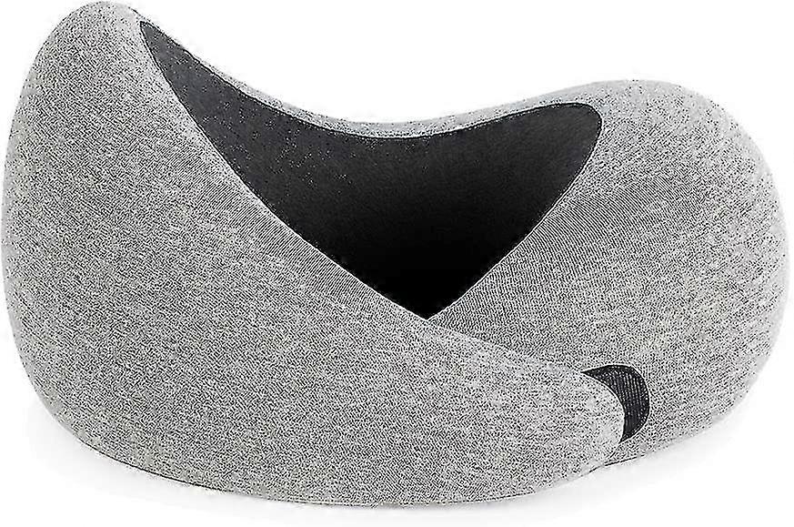 Almohada de viaje de lujo con espuma viscoelástica | Almohada de avión, Almohada de viaje para coche, Reposacuello (gris medianoche) f54
