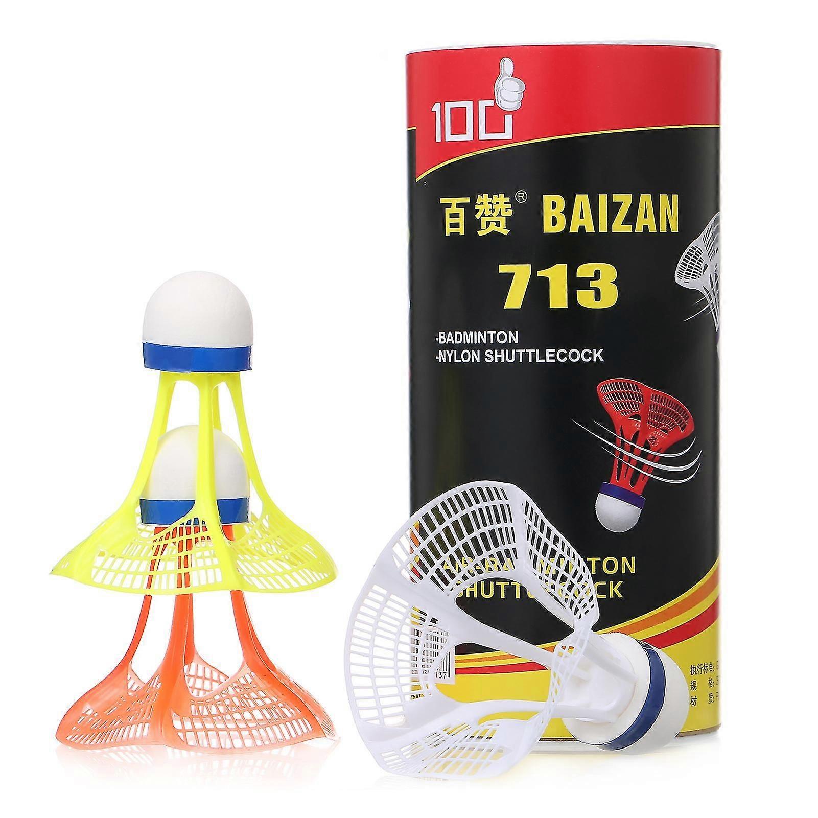 3pcs Nylon Shuttlecocks Durable en plastique Badminton Shuttlecocks