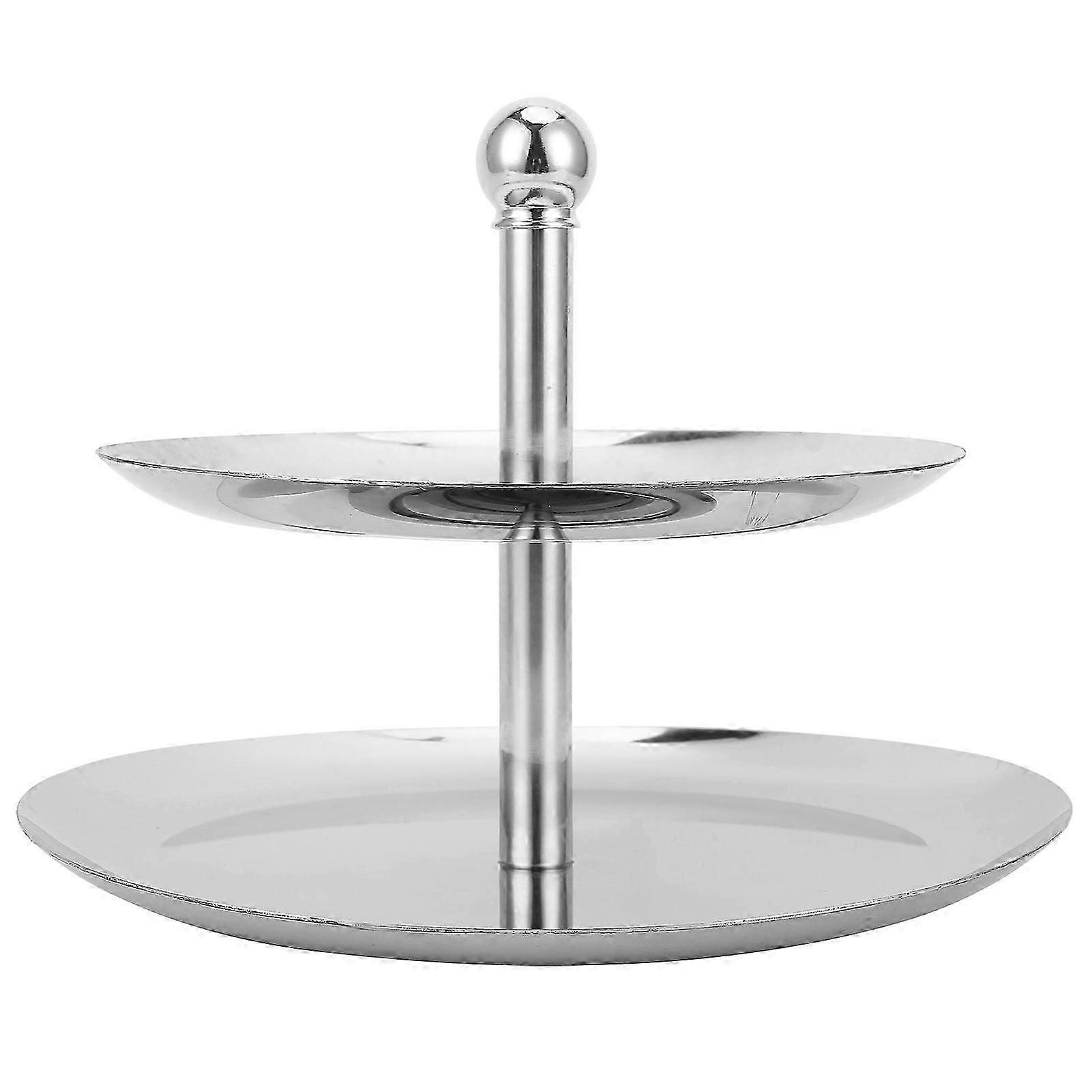 WXHCake Stativ Rustfrit Stål Cupcake Holder Fest Dessert Display Serveringsplade Rack2Tier