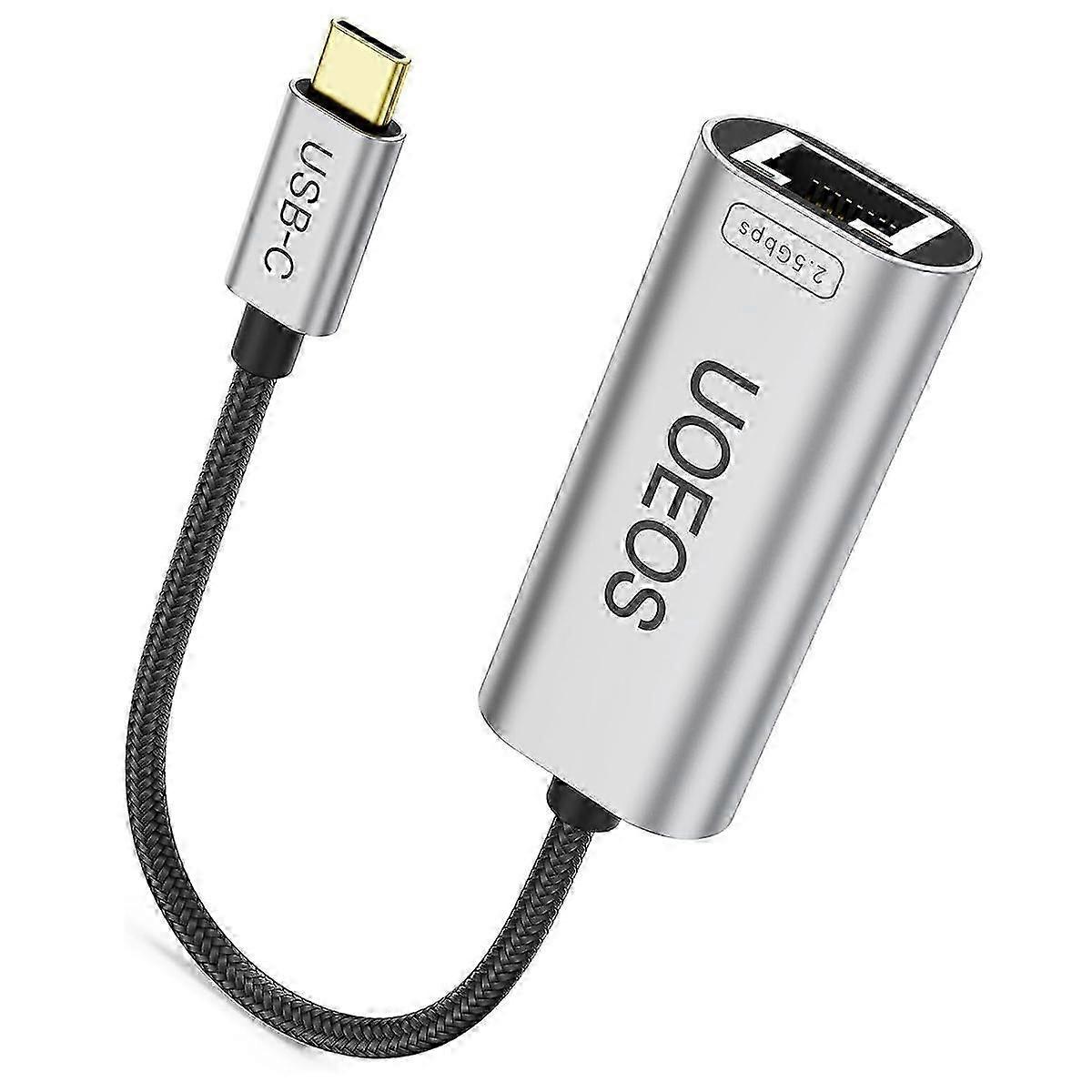 Uoeos Usb 3.1 Type-c To Ethernet Adapter 2.5g High Speed Rj45 Wired Network Converter - Grey