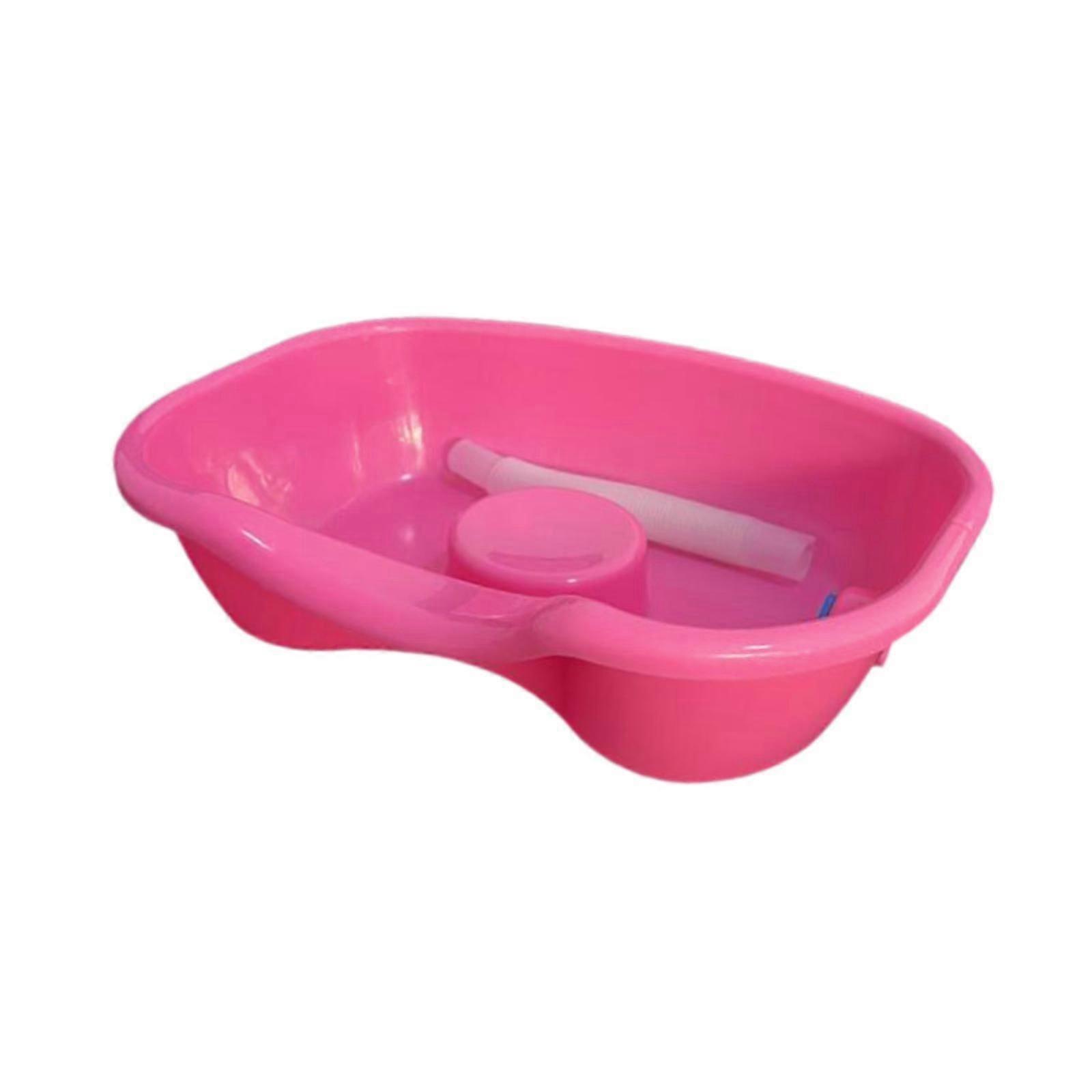 حوض غسيل الشعر طريح الفراش خفيف الوزن محمول بجانب السرير للنساء المنزلي وردي