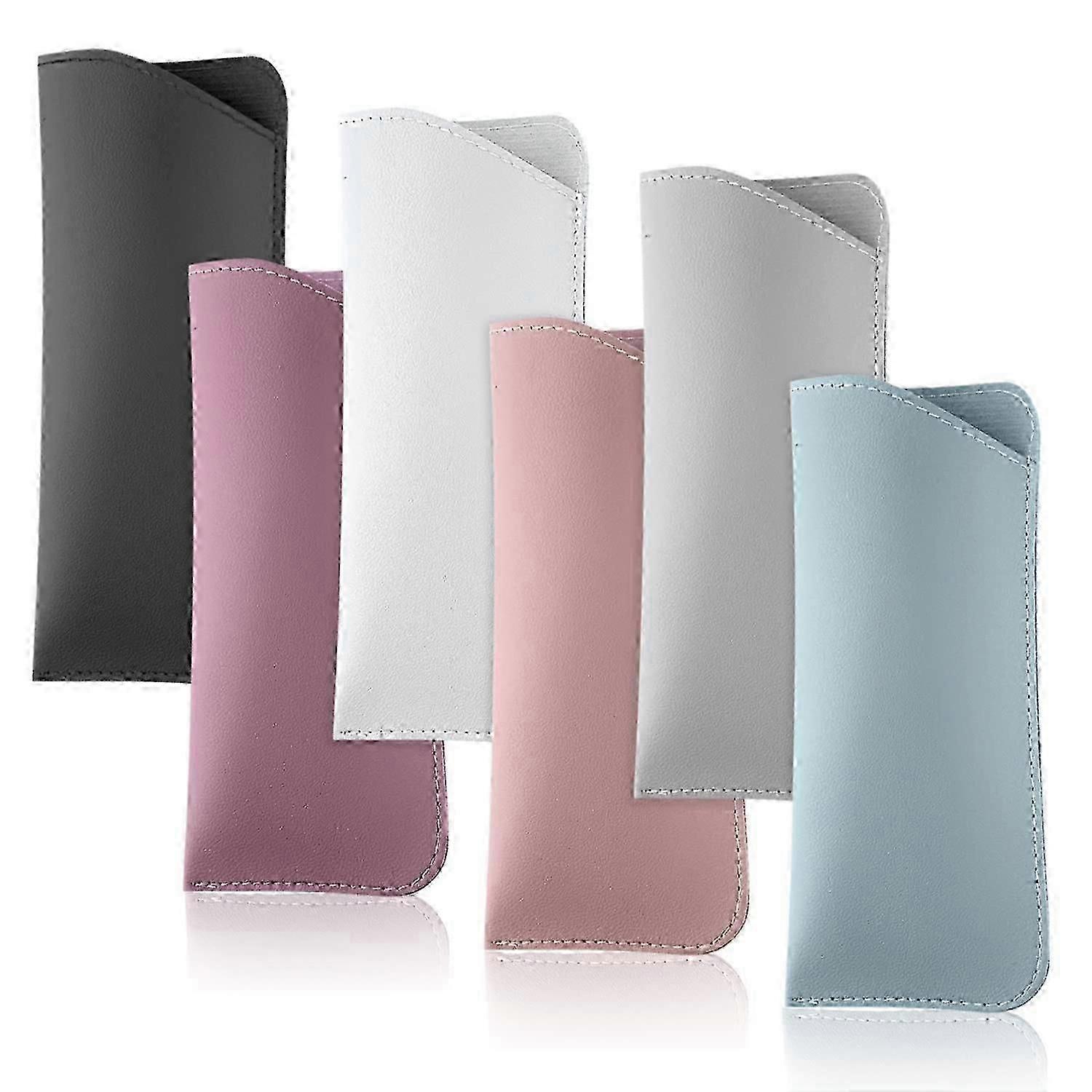 Soft Glasses Cases 7x3 polegadas, 6pcs óculos de couro (6 cores)
