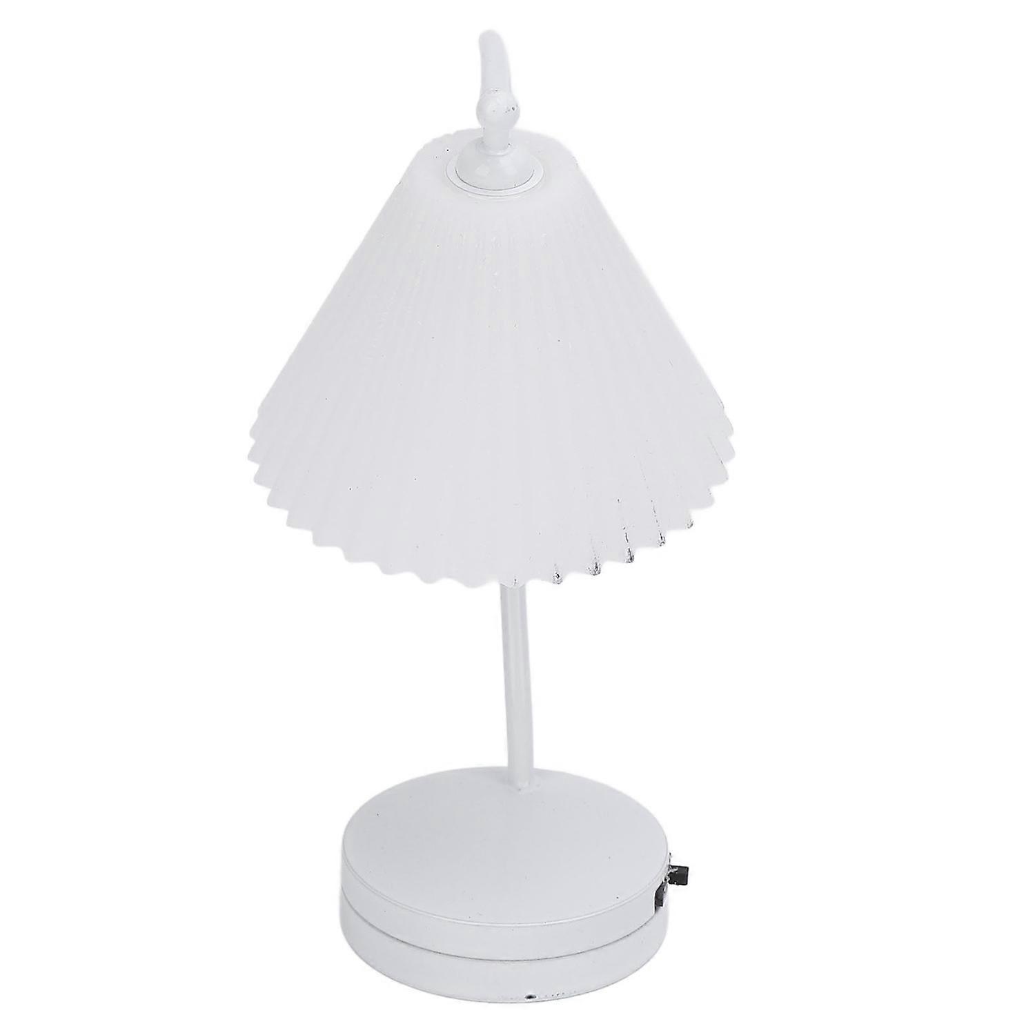 1:12 Scale Doll House Table Light Simple White Pleated Lampshade Table Lamp Decoration Doll House Ac