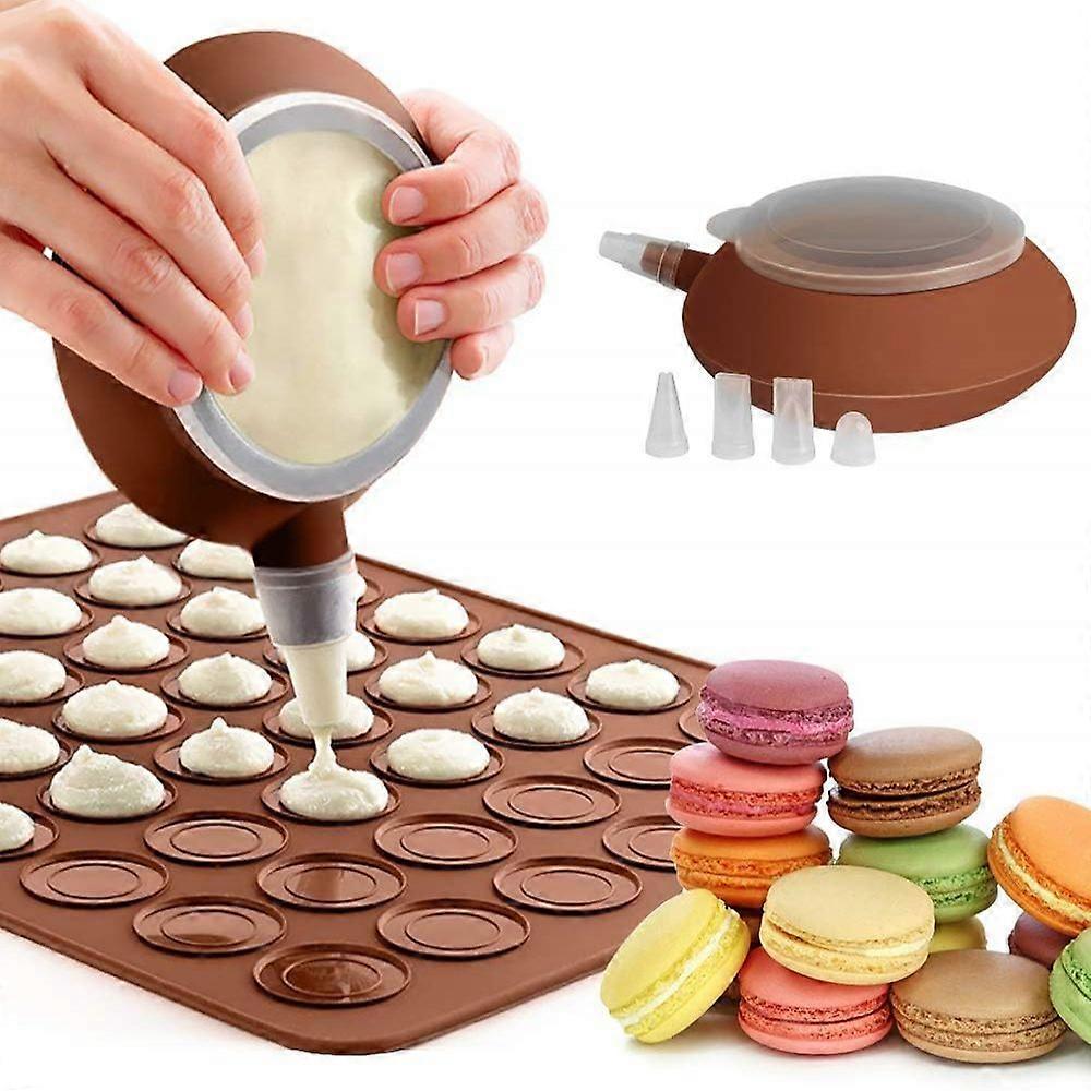 Macaron Silicone Baking Mat Form Set, Non-Stick Macaroon Baking Tray, French Macarons Baking Set with Decoration Pen, Cupcakes, Desserts