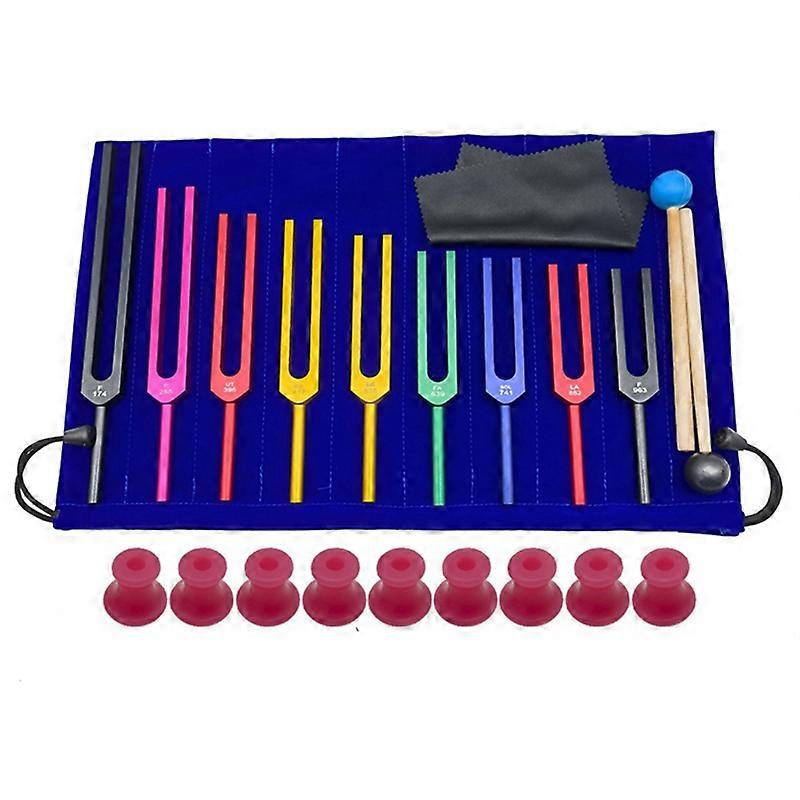 9 Pieces of Colorful Solfeggio Aluminum Alloy Tuning Forks, Pink