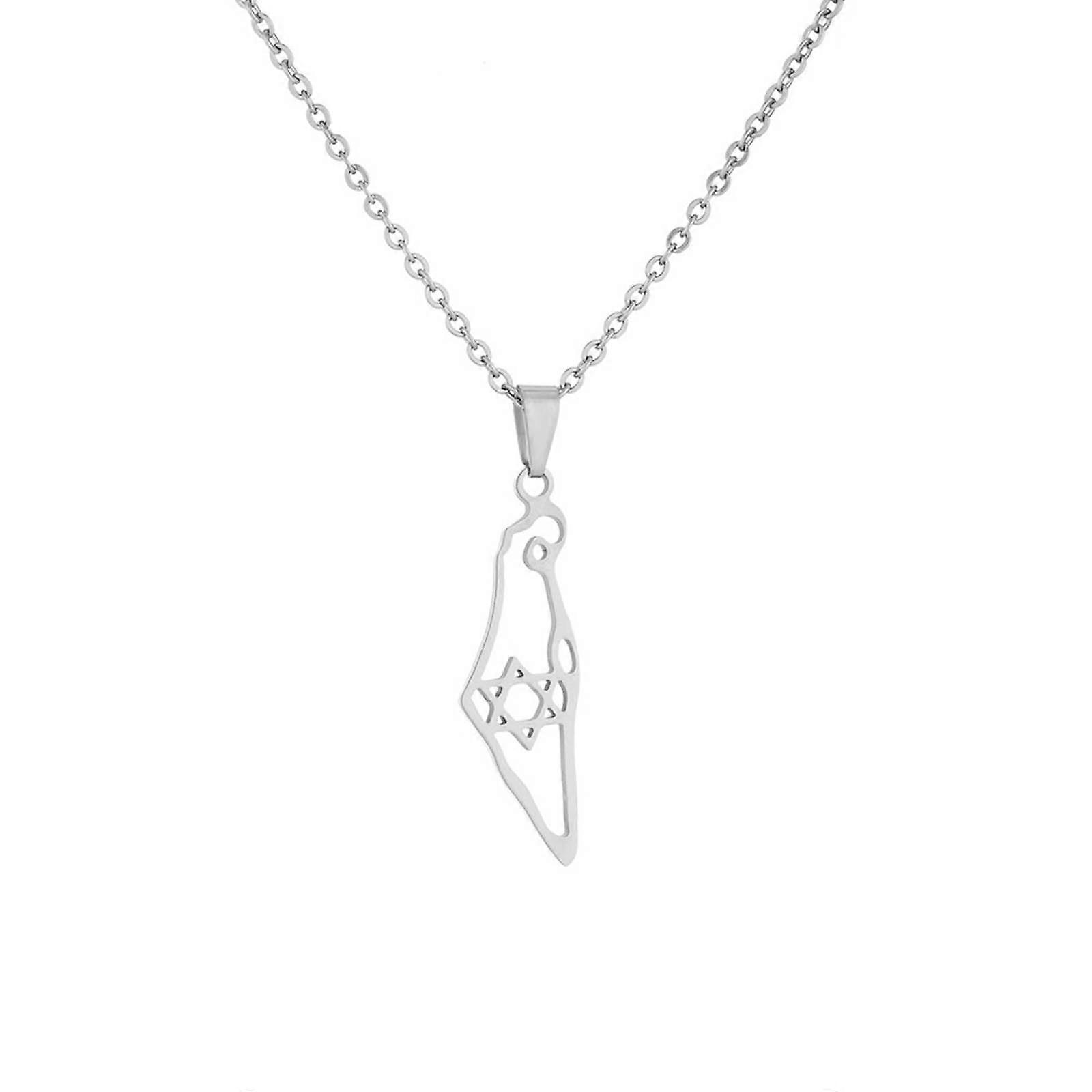 חלול ISR PS מפת שרשרת תליון מדינה גיאוגרפיה שרשראות שרשרת נירוסטה לנשים תכשיטי גברים