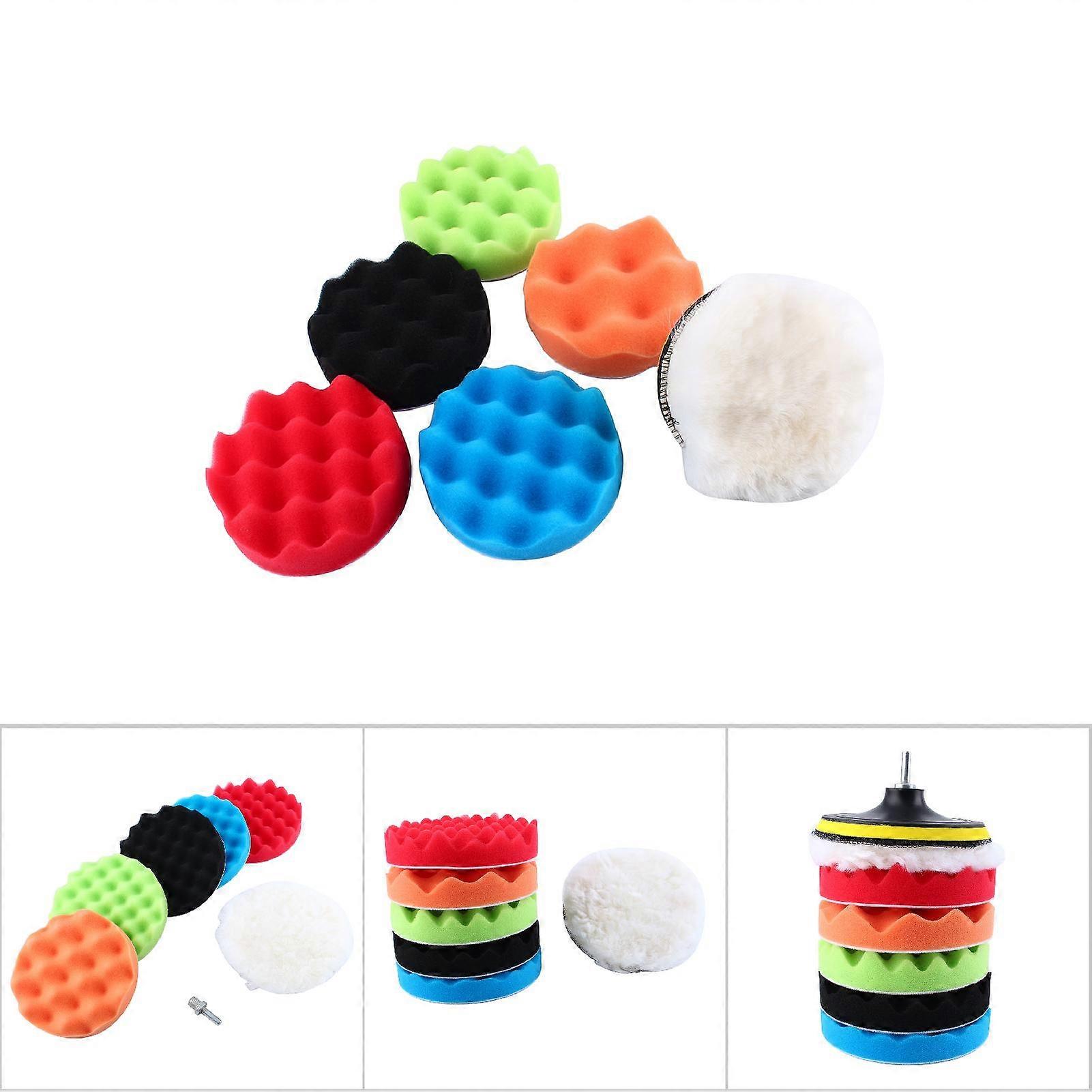 7Pcs 6 Inch Sponge Polishing Pad Kit for Car Polisher, M14 Drill Adapter Kit