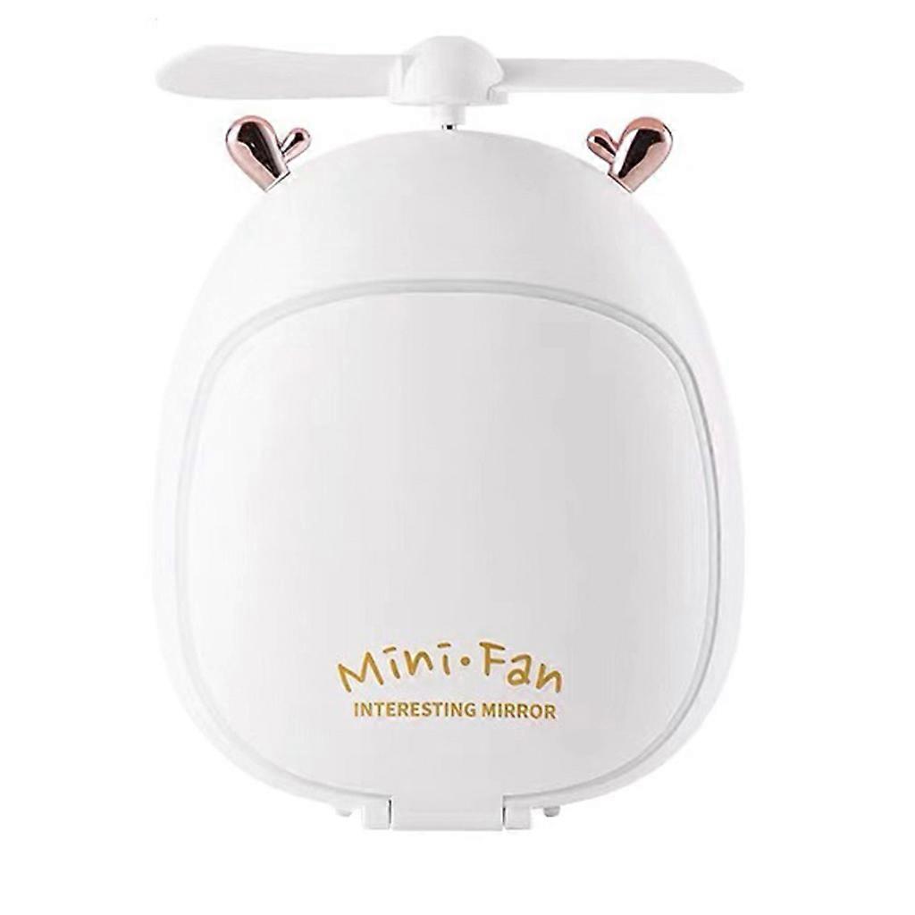 מיני כף יד מאוורר חמוד עיצוב איפור מראה נייד מאוורר עבור מסוגנן ילדים בנות נשים גברים מקורה חיצוני נסיעות לבן