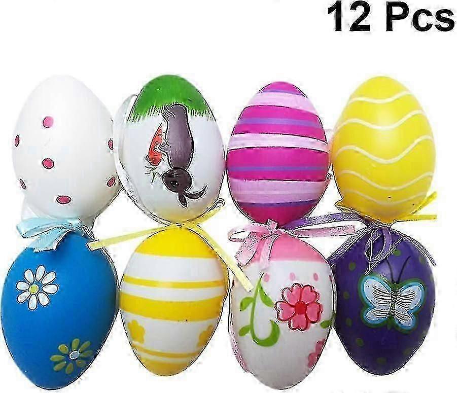 12pcs Easter Egg Decorating Easter Eggs Pendant Easter Egg Hanging Easter Hanging Decorations - ya