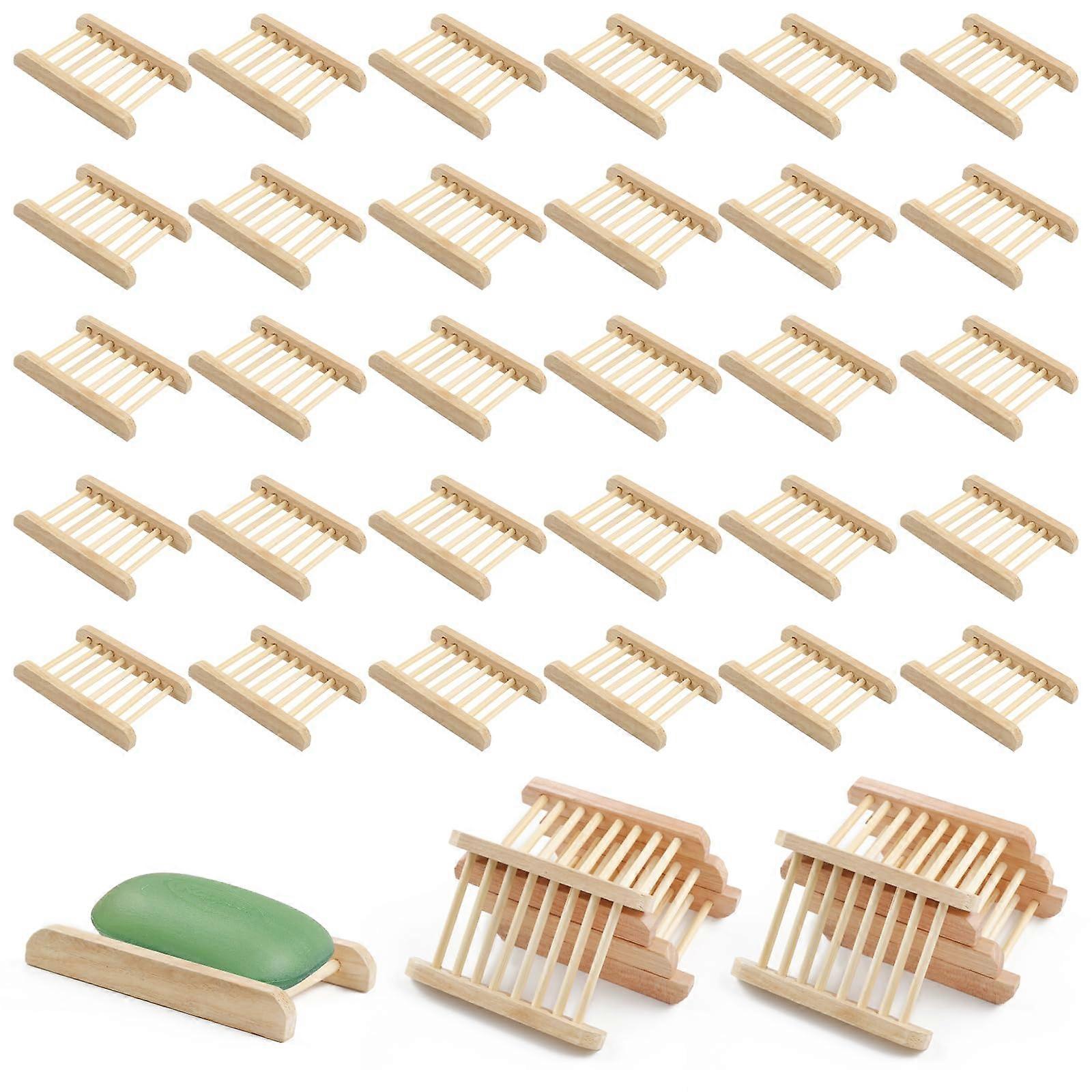 30 Pack Wooden Soap Holders for Bathroom Shower Storage