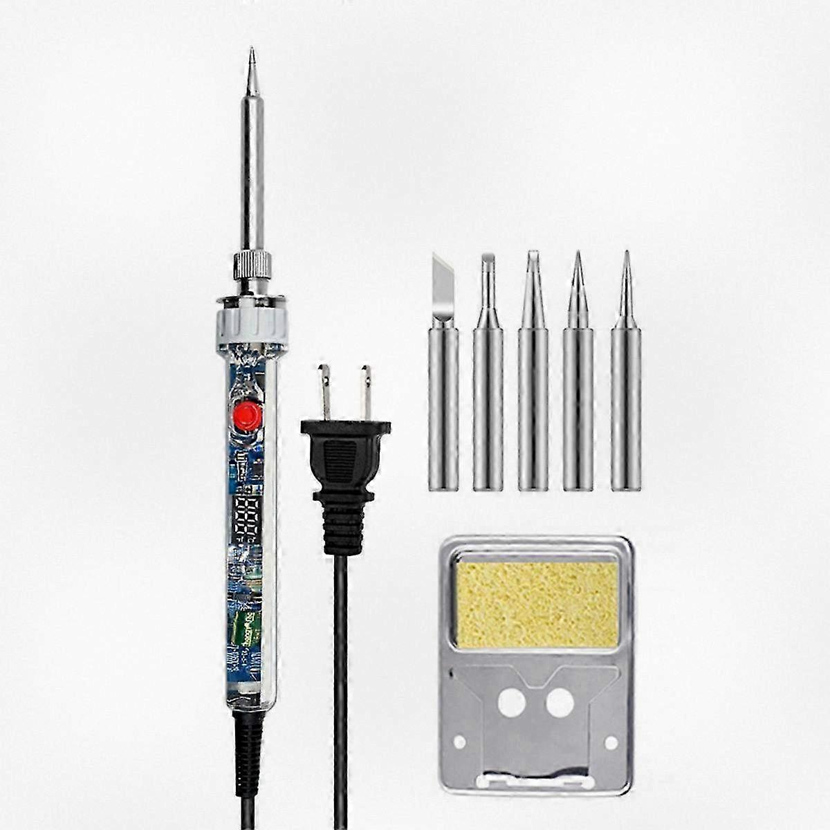 90W Adjustable Temperature Soldering Iron with LCD Display and Switch, Welding Repair Tool, US Plug