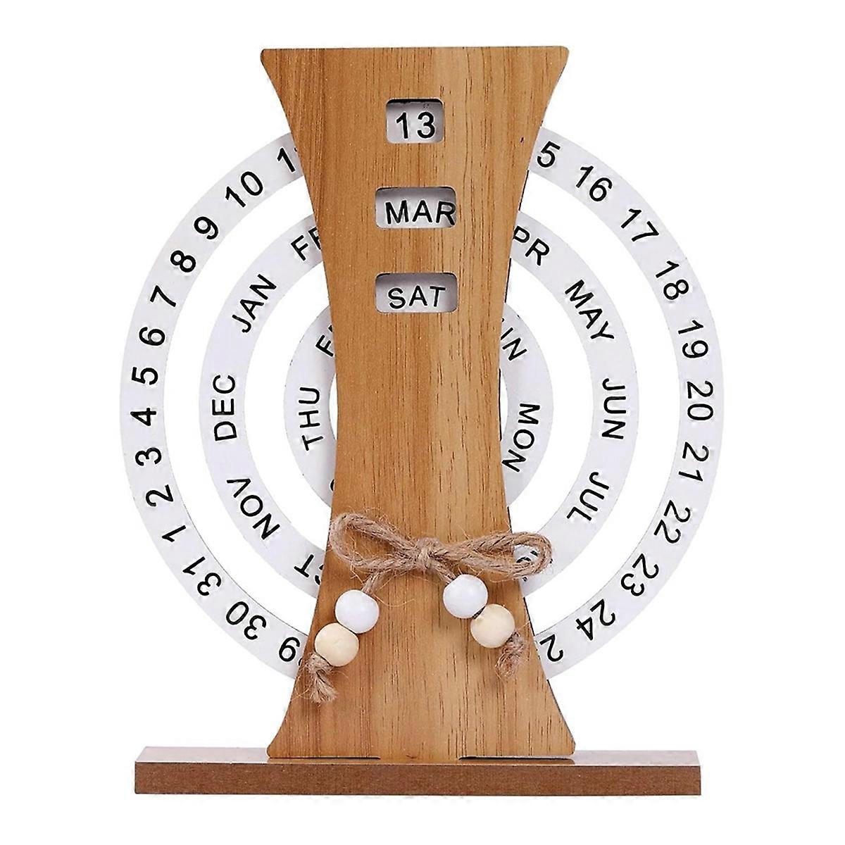 Wooden Calendar Home Porch Decoration Office Desktop Decoration, C