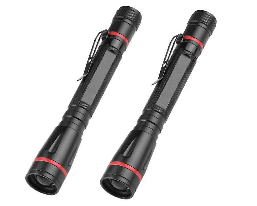 2 Packs Pen Flashlights, 100 Lumens Bright Small Flashlight 3 Modes, Powered by AAA Batteries, Water Resistant, Tail Switch Pocket EDC Flashlight(Blac