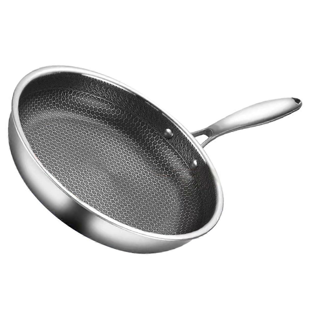 Chinese Style Stainless Steel Wok Non-Stick Frying Pan for Induction Electric Gas Stoves with Comfort Grip Handle