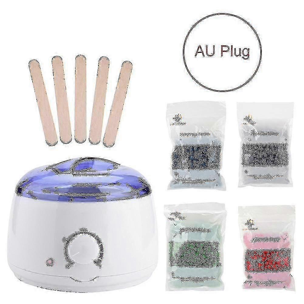 電気ワックスポットウォーマーヒーターキット+ 400gワックス豆+ 5個脱毛ヘラ