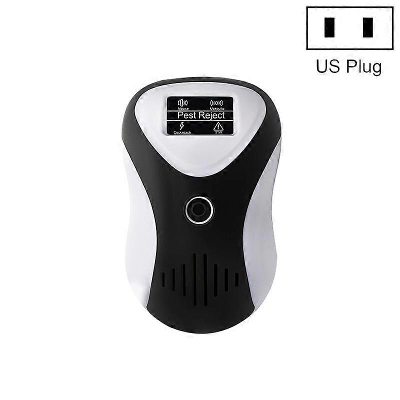 Ultrasonic Mouse Repeller Energy-Saving Silent Insect Repeller, Plug Type:US Plug Black White+US Plug