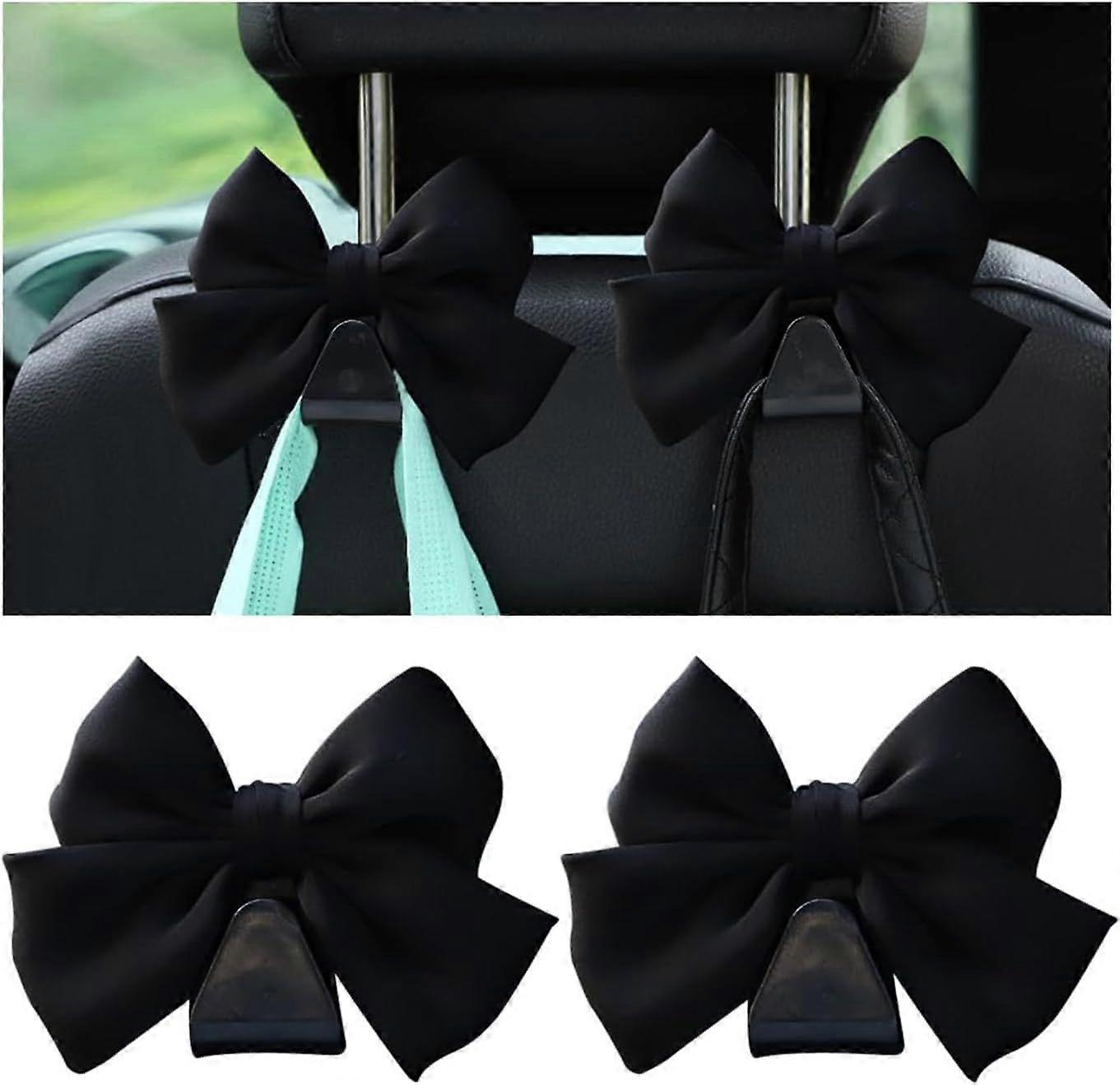 Pack Black Headrest Hooks - Practical Double Hooks for Bags - Cute Car Hook - Storage Hook - Interior Accessories