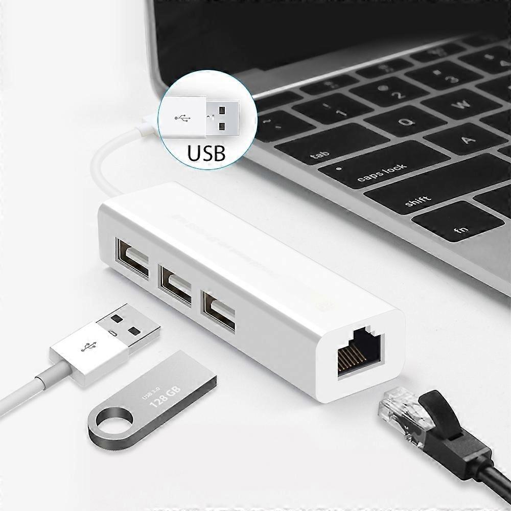 USB 2.0 Ethernet Network Adapter + 3 Ports USB HUB