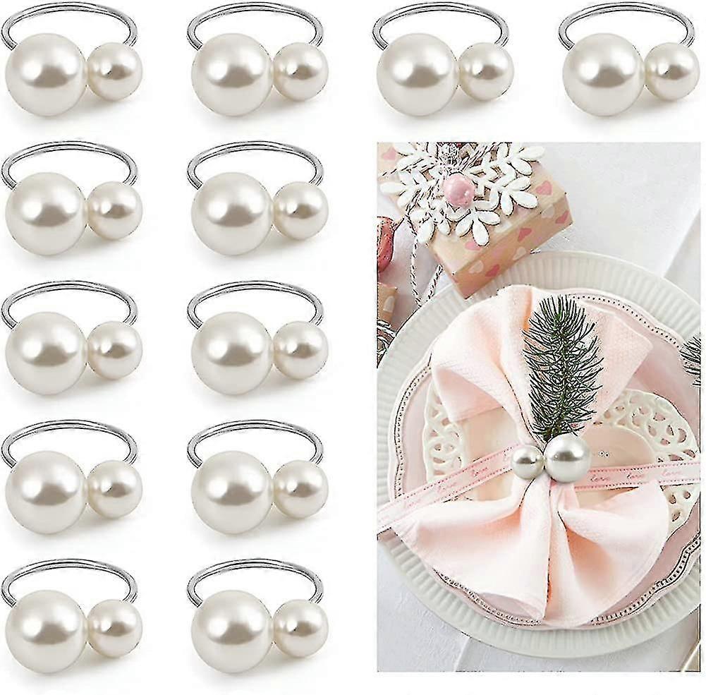 خواتم منديل، مجموعة من 12 خاتم منديل لؤلؤ، وحاملي خواتم منديل الذهب للرسمية أو عارضة