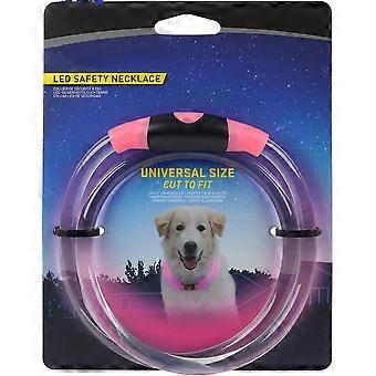 LED Safety Necklace, Reusable Visibility Necklace for PetsPinkReplaceable Batteries