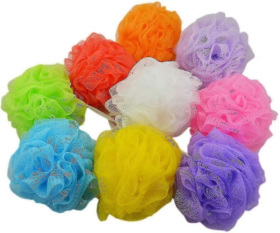 8pcs Shower Balls Shower Puffs Bath Sponges Mesh Sponges Bulk With Hanging Random Color