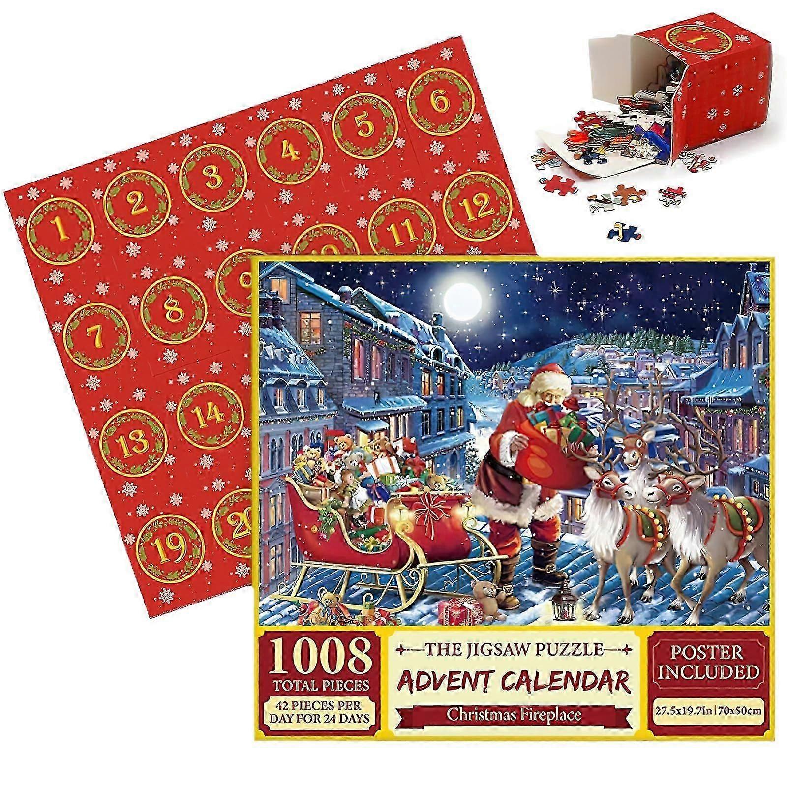 عيد الميلاد بانوراما لغز مجيء التقويم ، 1008 قطعة ألغاز بانوراما للبالغين والأطفال ، هدايا تقويم عيد الميلاد لهدايا التعميد (ه)