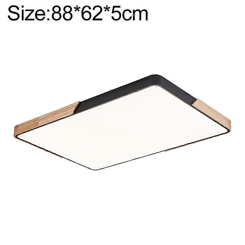 Wood Macaron LED Rectangle Ceiling Lamp, Stepless Dimming, Size:88x62cm
