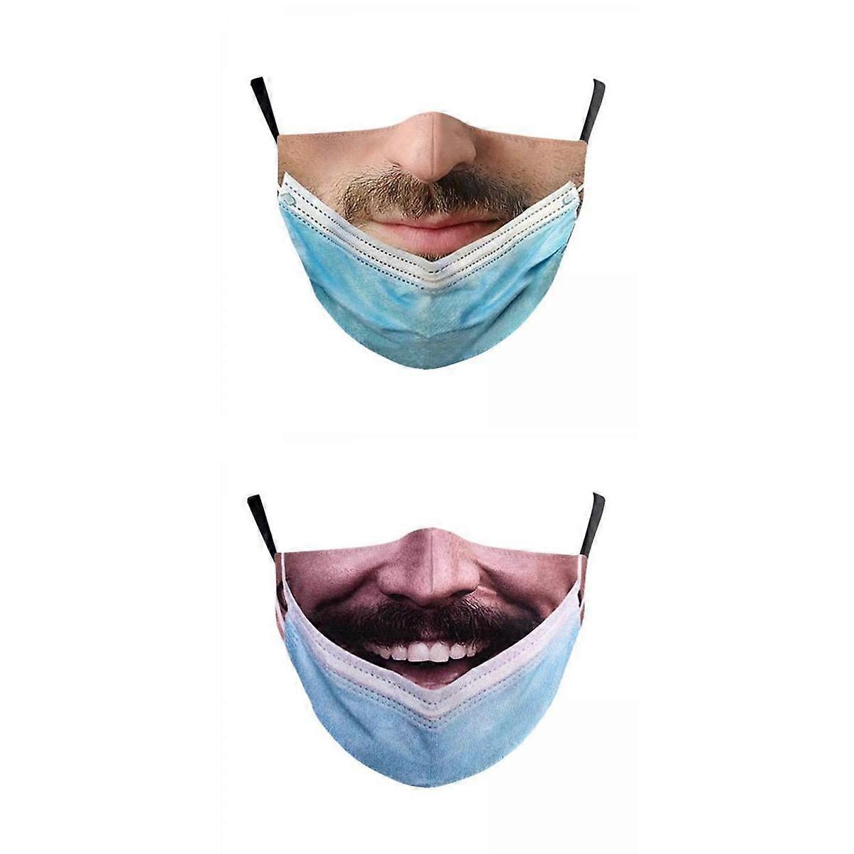 2pcs Pulled Down Mouth Covering Trick Pattern for Adults