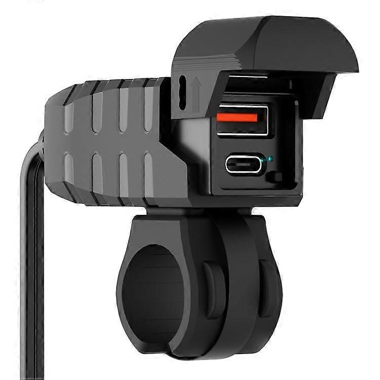 WUPP CS-2100A1 USB A + Type C Dual Port Fast Charging Motorcycle Phone Charger with LED Voltmeter