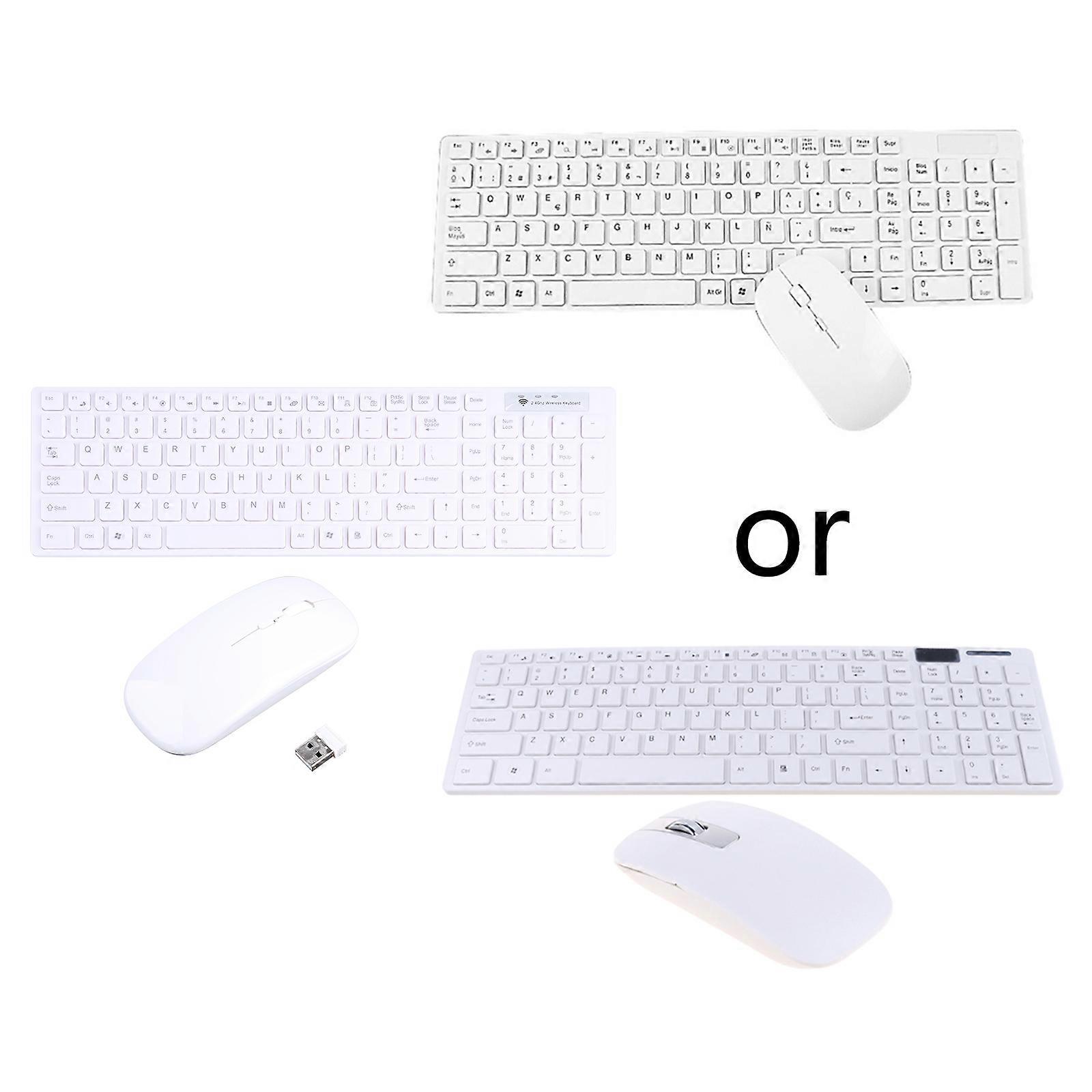 Tastatură optică fără fir și mouse pieptene Silent Click Mutimedia 2.4G USB Tastatură Mouse Set pentru Notebook Rechizite de birou Argintiu