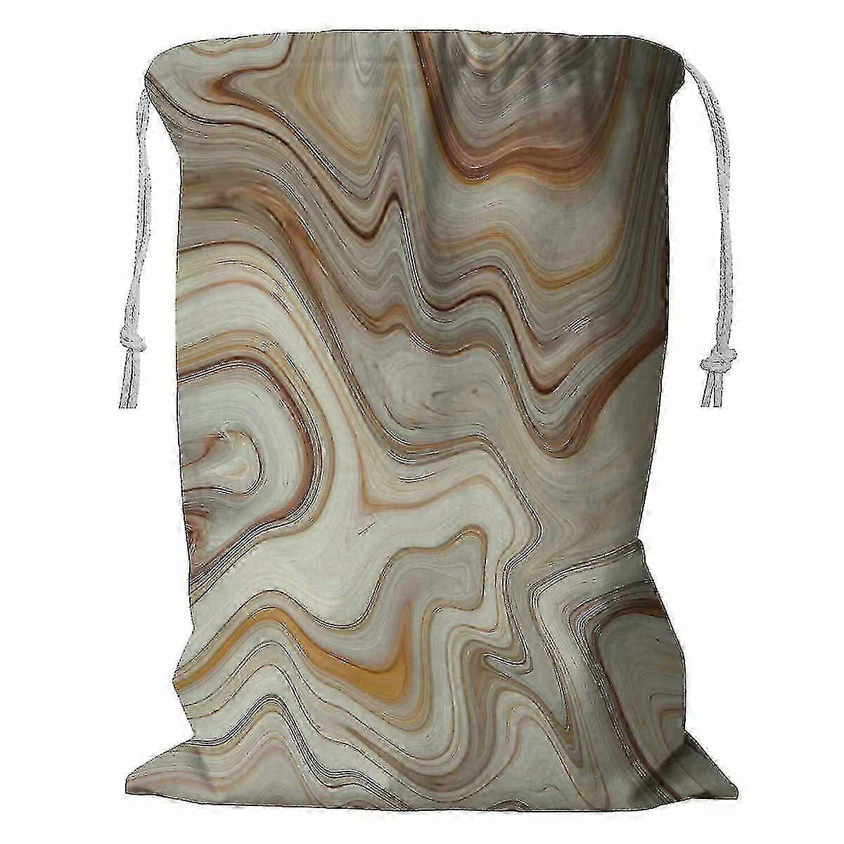 Brown Marble Texture Storage Basket  With Drawstring 60x80 Cm