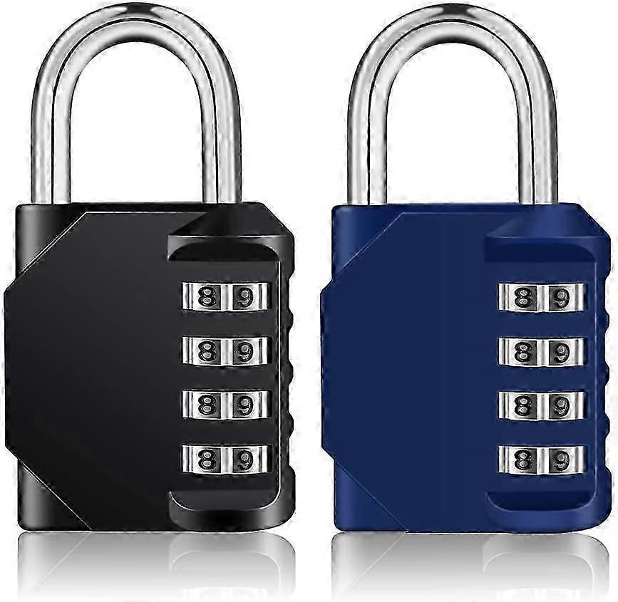 2 Pack 4 Digit Combination Locks for Locker, Gym, School (Black & Blue)