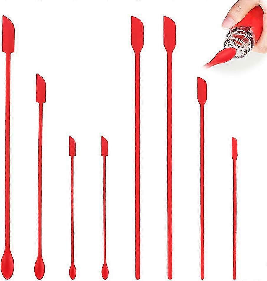 Set of 8 Mini Silicone Last Drop Spatulas, Reusable Long Rubber Small Spoon, Small Spatula for Kitchen and Beauty Projects, Ideal for Crafti