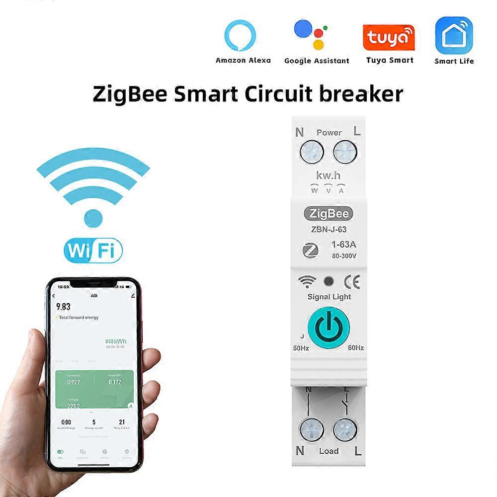 TUYA ZigBee Intelligent Circuit Breaker Remote Control Voice Control Switch Home Wireless Mobilephone APP Connect Circuit Breaker Compatible with  As